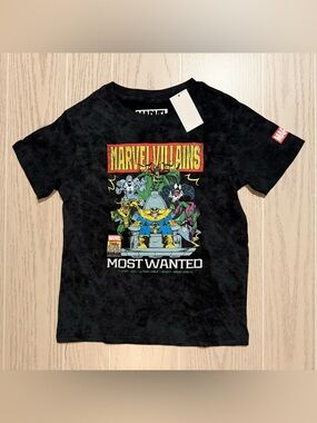 Marvel Villains Graphic Tee Boys Size S Black Thanos Loki Venom NWT